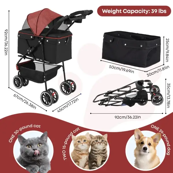 Pet Stroller For Cats & Dogs